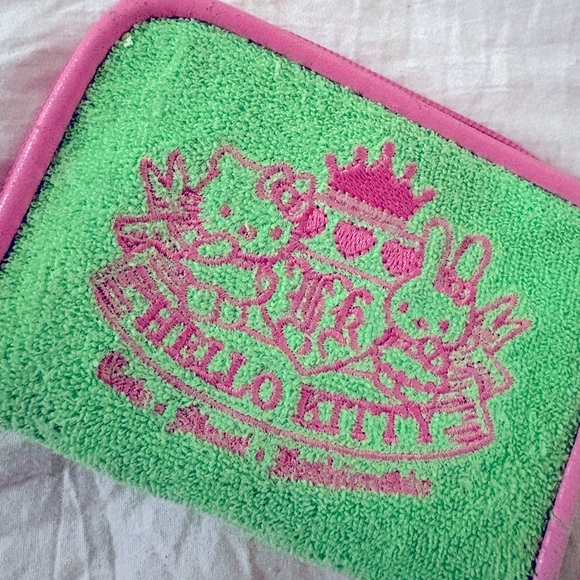 Hello Kitty Handbags - Rare htf green and pink hello kitty wallet terry cloth juicy style